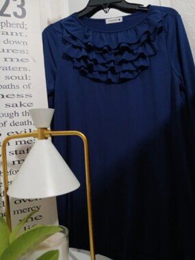 Navy Ruffle Blouse